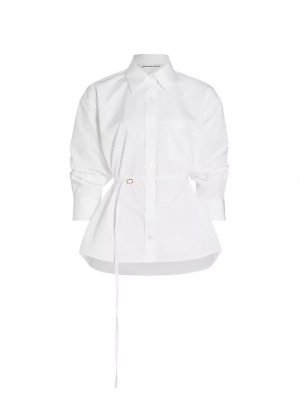 Рубашка на пуговицах из хлопкового поплина с поясом , белый Alexander Wang