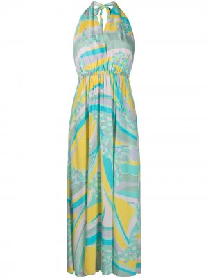 Длинное пляжное платье с абстрактным принтом Emilio Pucci. Цвет: зеленый