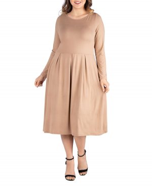 Женское облегающее платье миди больших размеров с расклешенной юбкой 24seven Comfort Apparel
