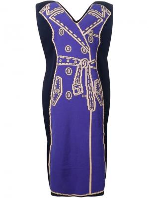 Объемное трикотажное платье Xiao Li. Цвет: синий