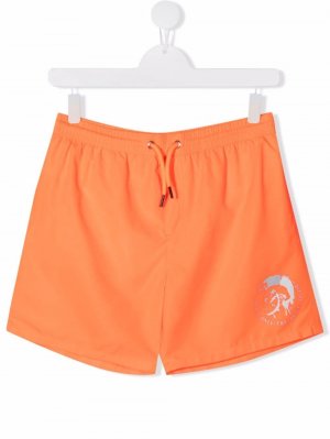 Плавки-шорты с кулиской и логотипом Diesel Kids. Цвет: оранжевый