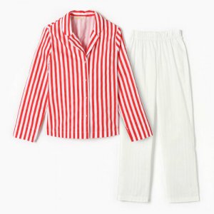 Пижама , размер 40/42, красный, белый Kaftan. Цвет: белый/красный