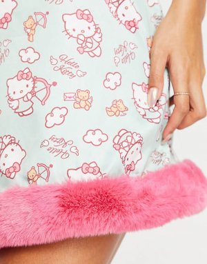 Мятная сорочка с отделкой искусственным мехом Hello Kitty New Girl Order