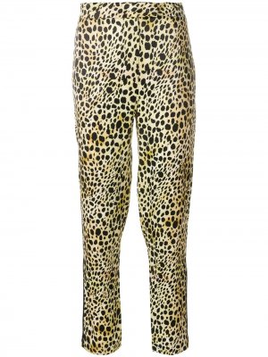 Укороченные брюки с леопардовым принтом De La Vali. Цвет: коричневый