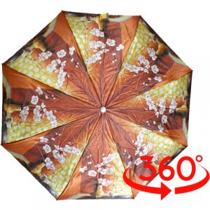 Смарт-зонт , автомат, 3 сложения, купол 98 см., 8 спиц, система «антиветер», чехол в комплекте, для женщин, мультиколор Sponsa. Цвет: коралловый/горчичный/коричневый