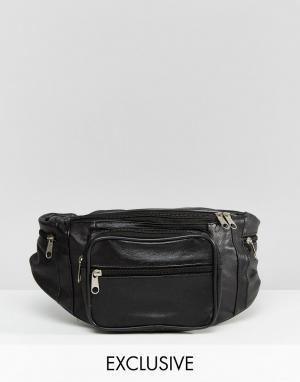 Кожаная сумка‑кошелек на пояс Reclaimed Vintage. Цвет: черный