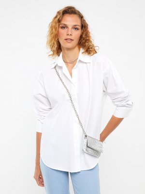 Однотонная женская рубашка из поплина с длинным рукавом XSIDE, белый Xside