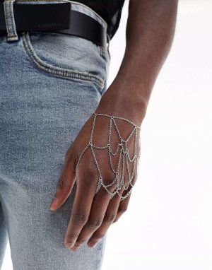 Блестящая серебряная цепочка на руку ASOS Spiders Web