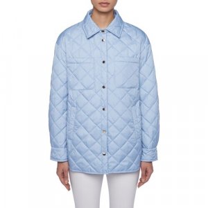 Куртка-рубашка  демисезонная, средней длины, силуэт прямой, стеганая, карманы, размер 44, голубой GEOX. Цвет: голубой