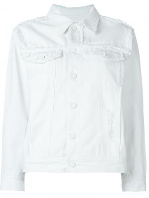 Джинсовая куртка с потертой отделкой Steve J & Yoni P. Цвет: белый