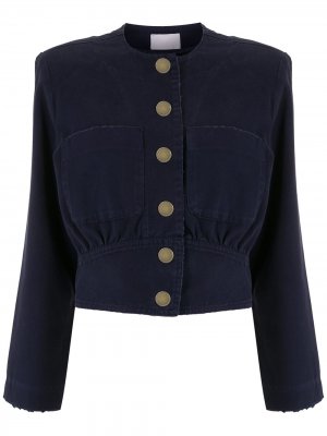 Твидовый пиджак в стиле милитари со сборками Andrea Bogosian. Цвет: синий