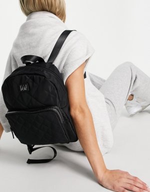 Стеганый черный рюкзак из нейлона -Черный цвет Elle Sport