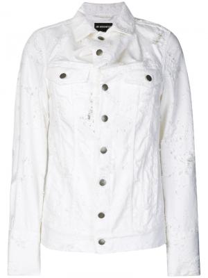 Джинсовая куртка с рваными деталями Ann Demeulemeester. Цвет: белый