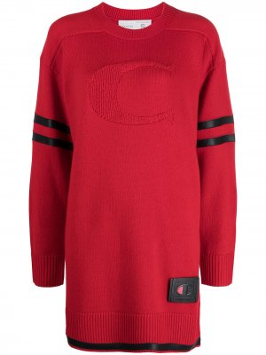 Платье-свитер с контрастной отделкой Coach. Цвет: красный