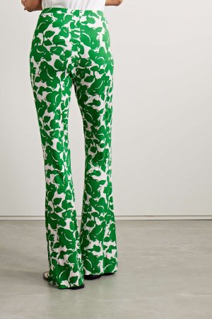 DIANE VON FURSTENBERG расклешенные брюки Brooklyn из джерси с цветочным принтом, зеленый