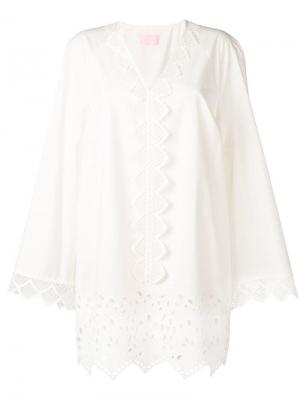Платье-туника с английской вышивкой Giamba. Цвет: белый