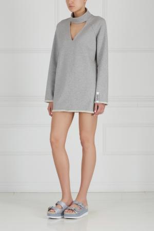 Однотонное платье Choker F-Sweatshirt Dress ZDDZ. Цвет: серый