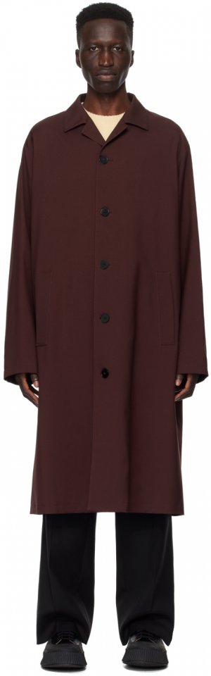 Бордовое однобортное пальто Jil Sander