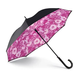 Зонт женский L754 розовый/черный Fulton