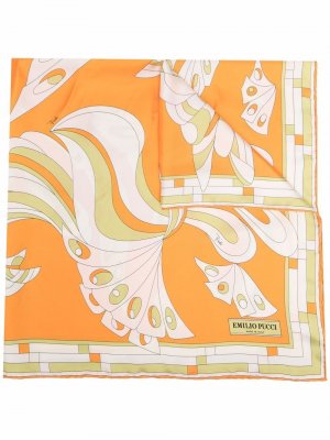 Шелковый платок с принтом Farfalle Emilio Pucci. Цвет: оранжевый