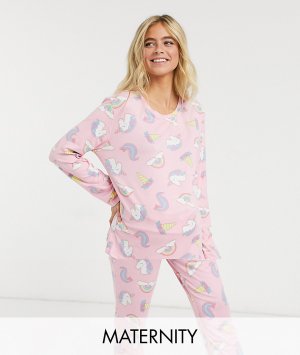 Пижамный комплект с принтом единорогов Maternity-Розовый Chelsea Peers