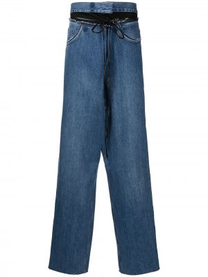 Folded waist straight-leg jeans Litkovskaya. Цвет: синий