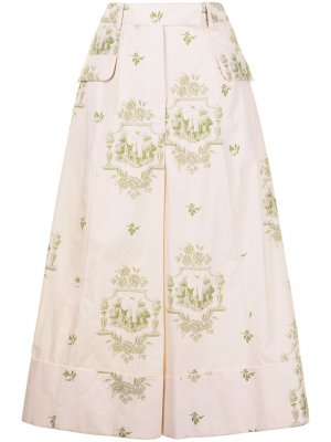 Укороченные брюки с цветочным принтом Simone Rocha. Цвет: нейтральные цвета