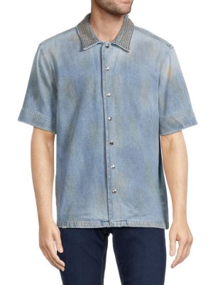 Джинсовая рубашка с декорированным воротником Rta, цвет Aged Blue RtA