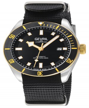 Мужские часы Yorkville Swiss автоматические с черным нейлоновым ремешком 43 мм Gevril