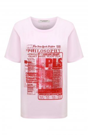 Хлопковая футболка Philosophy di Lorenzo Serafini. Цвет: розовый