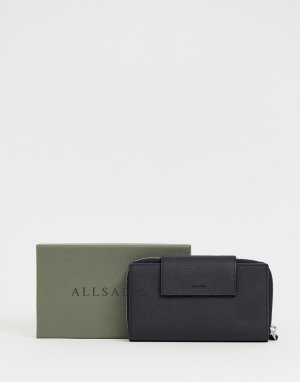 Кожаный кошелек AllSaints. Цвет: черный