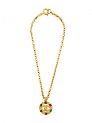 Длинное ожерелье с круглой подвеской Chanel Vintage. Цвет: металлический
