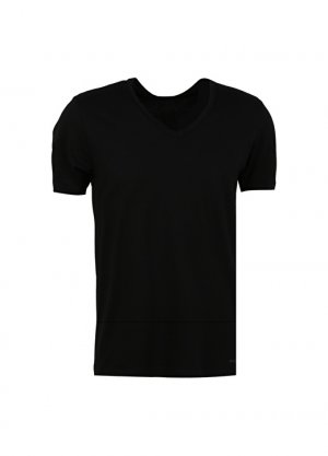 Простая черная мужская футболка с V-образным вырезом Blackspade