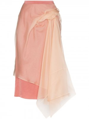Многослойная юбка миди асимметричного кроя Sies Marjan. Цвет: розовый