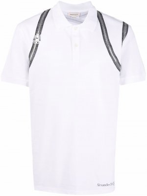 Zip-print polo shirt Alexander McQueen. Цвет: белый