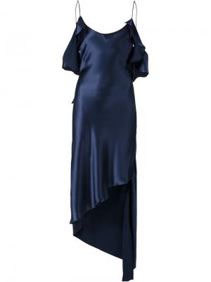 Асимметричное платье на тонких лямках Juan Carlos Obando. Цвет: синий