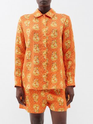 Льняная рубашка с принтом fern , оранжевый Muzungu Sisters