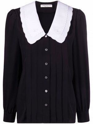 Шелковая блузка с контрастным воротником Alessandra Rich. Цвет: черный