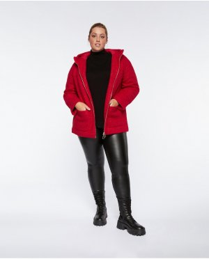 Женское тканевое пальто из ткани букле с капюшоном и молнией , красный Fiorella Rubino. Цвет: красный