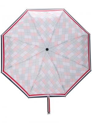 Автоматический зонт в ромбы Thom Browne. Цвет: синий