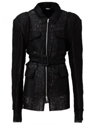 Приталенная куртка с поясом Yang Li. Цвет: черный