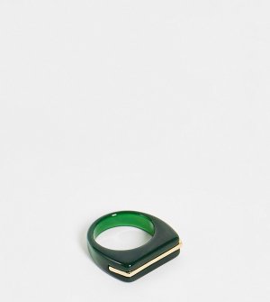 Темно-зеленое полимерное кольцо с золотистой отделкой DesignB-Зеленый цвет DesignB London Curve