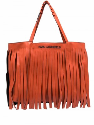 Большая сумка-шопер K/Fringe Karl Lagerfeld. Цвет: оранжевый