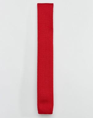 Бордовый вязаный галстук 7X. Цвет: красный
