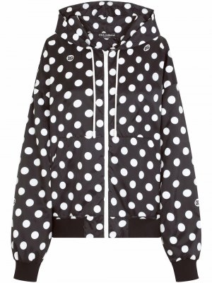 Спортивная куртка оверсайз с узором в горох Dolce & Gabbana. Цвет: черный