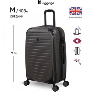 Чемодан IT Luggage, 103 л, размер M+, серый Luggage. Цвет: серый