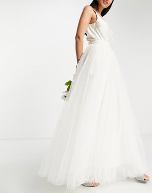 Свадебная пышная юбка макси из тюля цвета слоновой кости от комплекта Bridal-Белый Lace & Beads