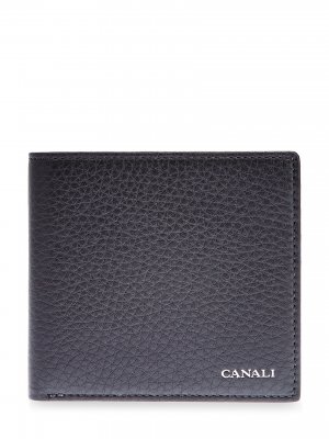 Бумажник из крупнозернистой кожи с литым логотипом CANALI. Цвет: черный