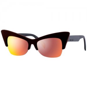 Солнцезащитные очки , кошачий глаз, оправа: пластик, с защитой от УФ, зеркальные, для женщин, коричневый Italia Independent. Цвет: коричневый