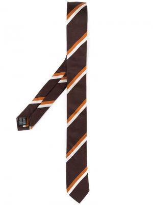 Полосатый галстук Ami Alexandre Mattiussi. Цвет: коричневый